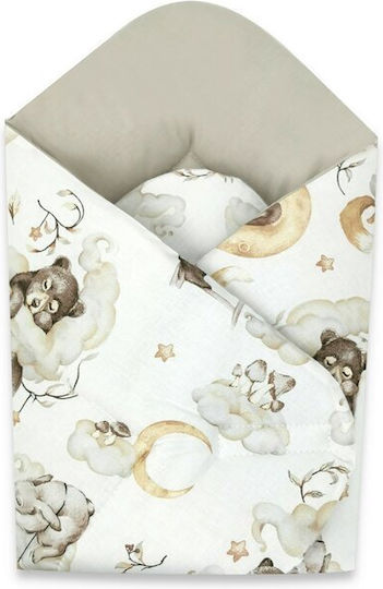 Qmini Pătură Pepinieră Swaddling 100% Bumbac Bej Cu Animal 75x75cm
