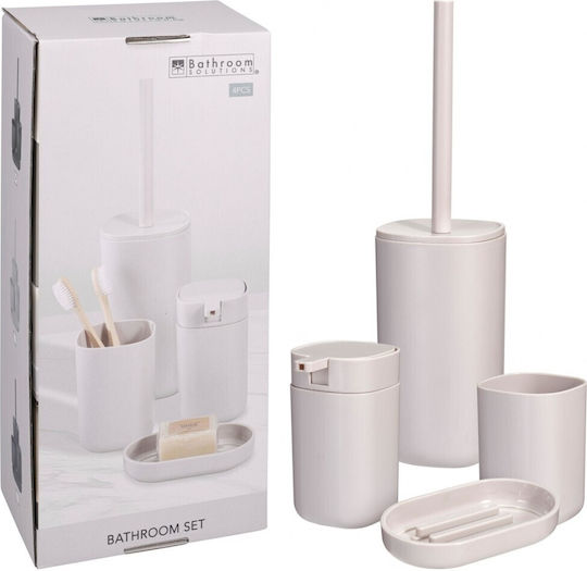 Excellent Houseware Badezimmerzubehör-Set Kunststoff Weiß 4 Stück