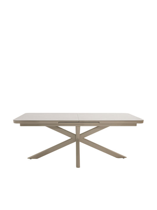 Ausziehbarer Garten- und Terrassentisch mit Metallrahmen Alpha Ecru 200(+60)×100×