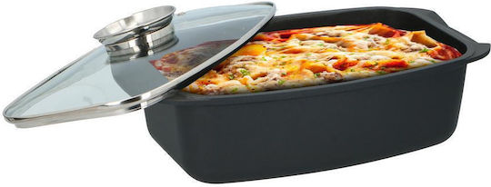 Гастрономически Съд Правоъгълен Стъклен със Стъклен Капак 39.5x22.5см