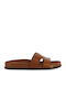 Flache Damen Sandalen Farbe Tabac Braun