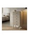 Wooden Bedroom Chest of Drawers with 5 Drawers Ecru 37.5x34x89cm