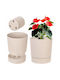 Kadax Kadax Kunststoff Blumentopf Beige mit Untersetzer 20x20cm