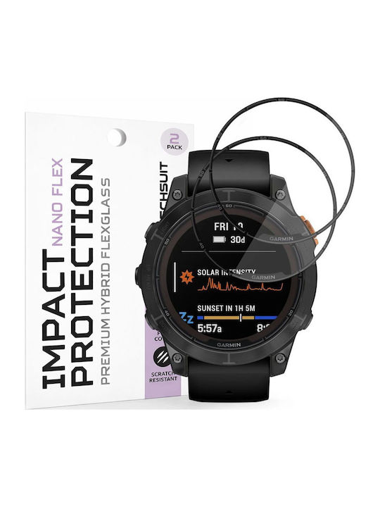 Techsuit Nano Flex Vollflächig gehärtetes Glas für Garmin Fenix 7 2 Stück