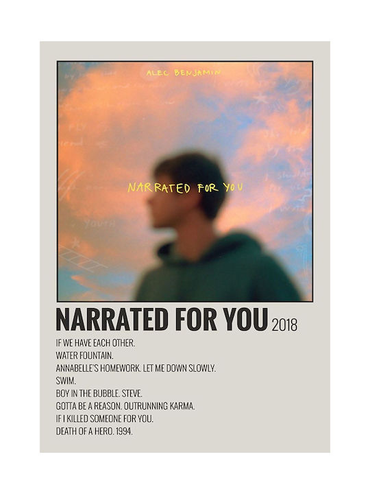 Music Poster Erzählt Du Alec Benjamin Ms725 21cm x 30cm Λευκά Κάδρο Pvc