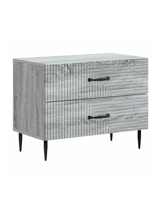 Wooden Bedside Table with Gray Metal Legs 62x34...