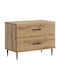Wooden Bedside Table With Metal Legs Brown 62x34.5x47.5cm