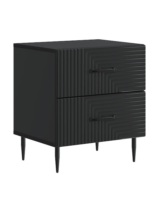 Wooden Bedside Table with Black Metal Legs 43x3...