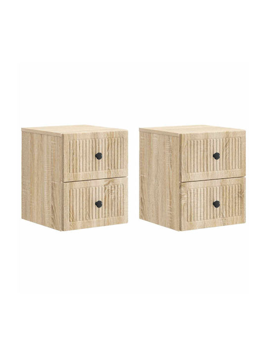 Wooden Beige Bedside Tables 2pcs 33x34.5x40cm