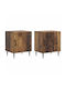 Wooden Bedside Tables With Metal Legs Brown 2 Pieces 43x34.5x50cm