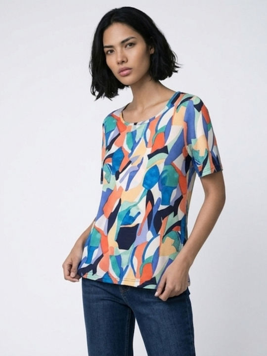 Women's Short Sleeve Multicolour Blouse