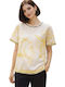 Women's Summer Linen Blouse with V-Neckline Gold