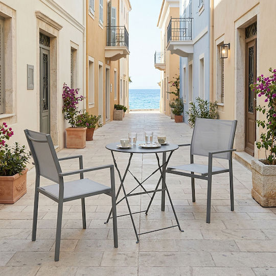 Pakketo Garten- und Outdoor-Möbelsets für kleinen Balkon Bistro Confidence 3 Stücke Anthrazit