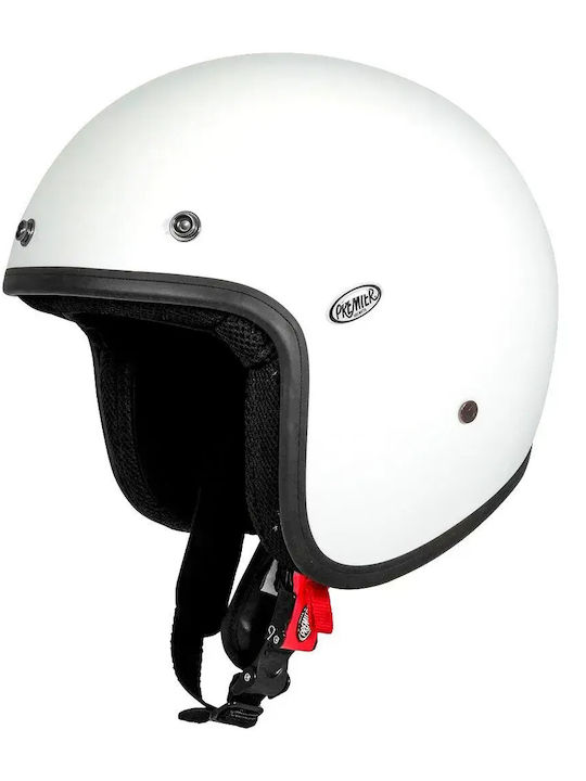 Premier U8 Classic White Gloss Motorcycle Helmet Jet ECE 22.06
