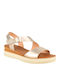 Leather Women's Flat Sandals Gold