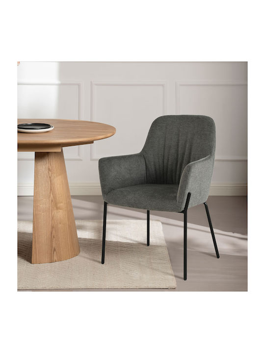 Hibiscus Dining Armchair With Gray Fabric Uphol...