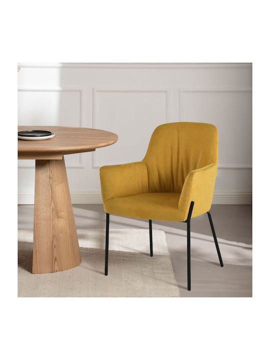 Hibiscus Dining Armchair With Fabric Upholstery Yellow 56x61x83cm