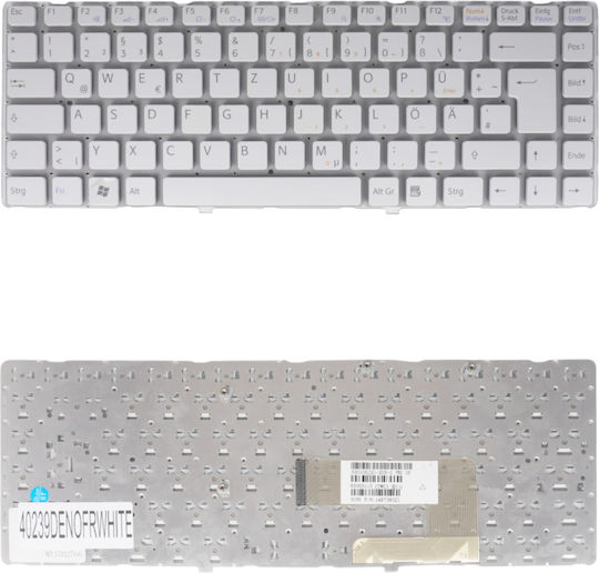 German Laptop Keyboard Sony Vaio Vgn-nw Vgn-nw100 Vgn-nw270d Vgn-nw270t Vgn-nw305f Vgn-nw310f Vgn-nw320f Vgn-nw330f Vgn-nw345g 148738021 German Without Frame White Code 40239denofrwhite