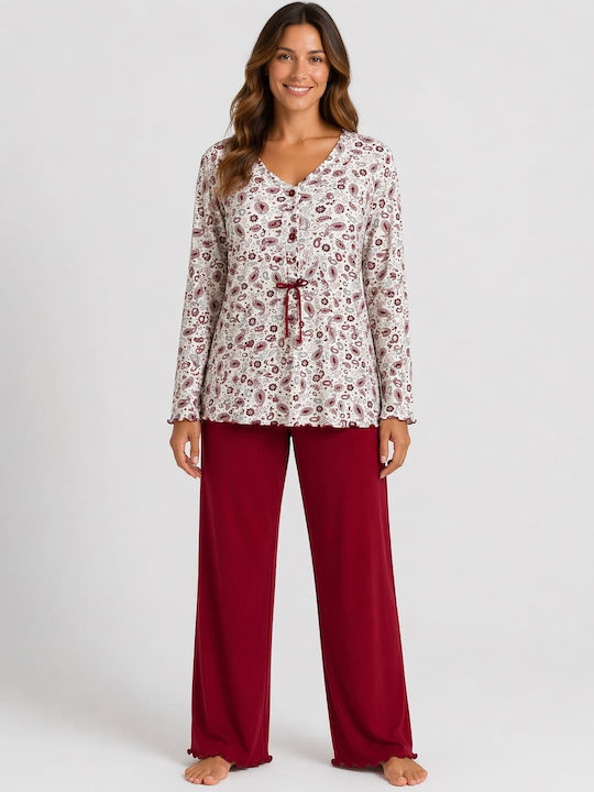Nina Club Winter Women's Pyjama Set Burgundy