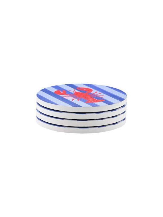Estia Nautical Lobster Untersetzer Keramik mit Gestell 10,3x10,3cm 4Stücke