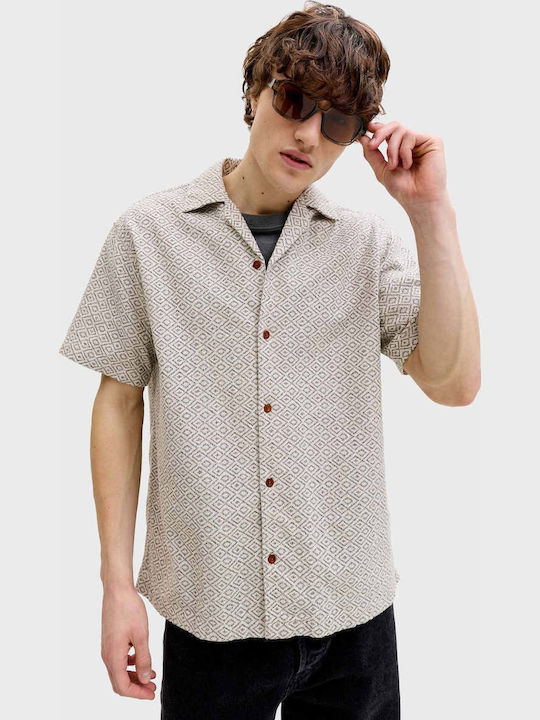 Jack & Jones Short Sleeve Cotton Shirt Beige