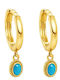 Xryseio Silver Gold Plated Hoop Earrings with Turquoise Stones