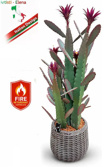 Τεχνητός Κάκτος Παγώνι Epiphyllum 140cm Μοντέρνα Γλάστρα Eva