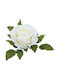 Ivory Rose Flower with Leaves Giant L Base Ø28cm 12/box