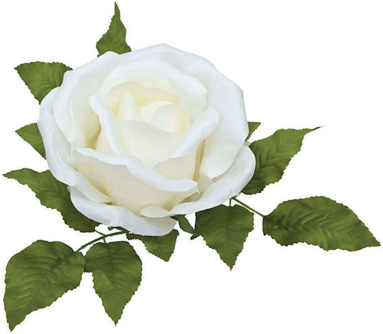 Ivory Rose Flower with Leaves Giant L Base Ø28cm 12/box