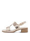 Damen Sandalen Aus Leder Beige