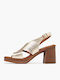 Damen Sandalen Aus Leder Gold