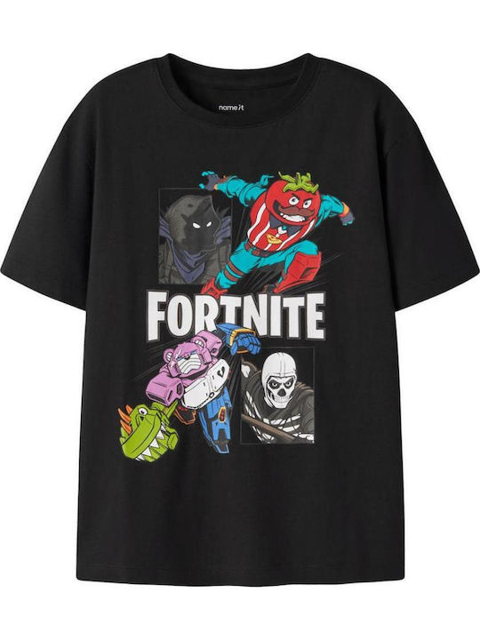 Name It Kids Short-Sleeved Black Blouse Fortnite