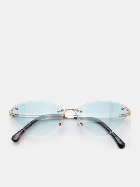 Luigi Unisex Sunglasses with Silver Metallic Frame and Turquoise Lens 4879733