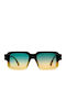 Kuboraum Unisex Sunglasses with Black Horn-Rimmed Frame and Gradient Lenses