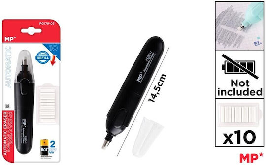 Electric Battery Eraser With 10 Replacement Erasers Mp Pg179-03 Outer Black