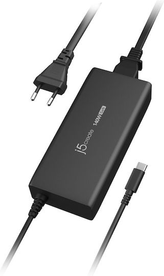 J5create USB-C Φορτιστής Laptop 140W και με σετ βυσμάτων