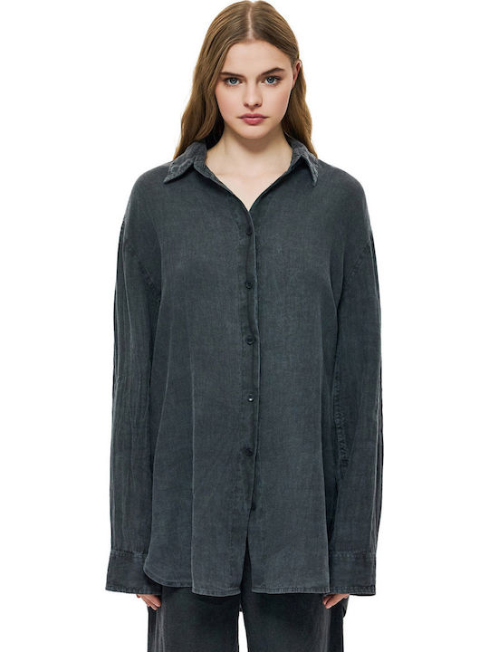 Dirty Laundry Long Sleeve Women's Linen Shirt V...