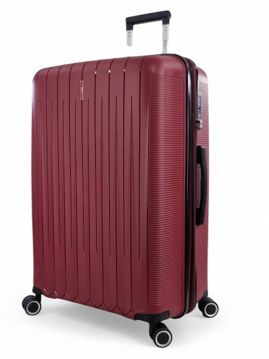Rain Large Hard Burgundy Suitcase With 4 Wheels Height 75cm