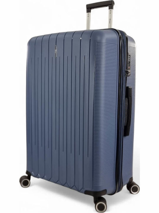 Rain Large Hard Blue Travel Suitcase with 4 Whe...