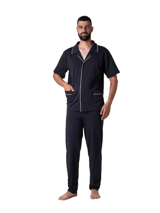 Relax Anatomic Καλοκαιρινό Ανδρικό Παντελόνι Πιτζάμας Βαμβακερό Μπλε