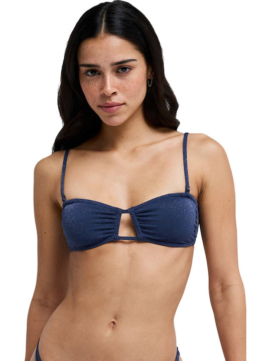 Strapless Bikini Top With Padding Blue
