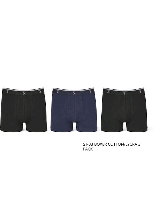 Elastan Men's Boxers Black 3Pack