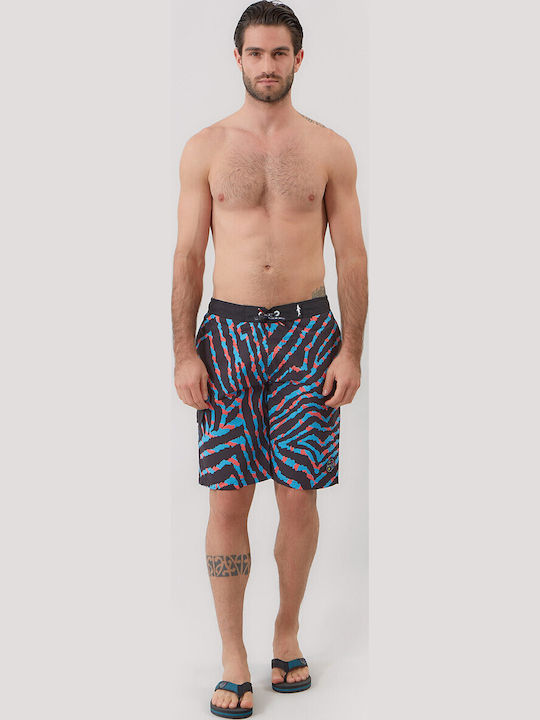 Maui & Sons Men's Swimwear Bermuda Black with P...