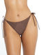 Bikini Slip with Laces Brown