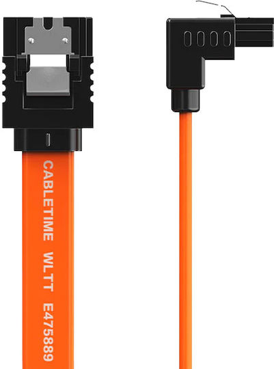 Cabletime Sata Iii Cable Ct-sata3r Angled 6gbps 0.50m Orange Ct-sata3r-b0.5