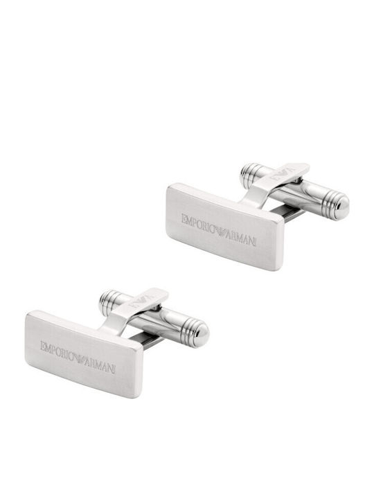 Emporio Armani Eagle Logo Маншетници От Inox В Сребрист Цвят