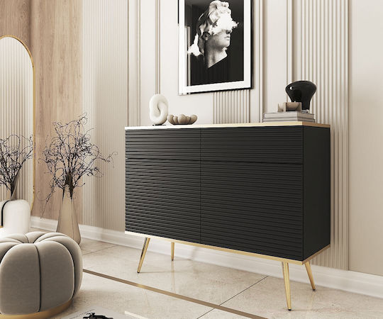 Oro Sideboard Wooden with Drawers Black 107x39x85cm