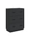 Wooden Sideboard with Drawers Black 66x34.5x87cm