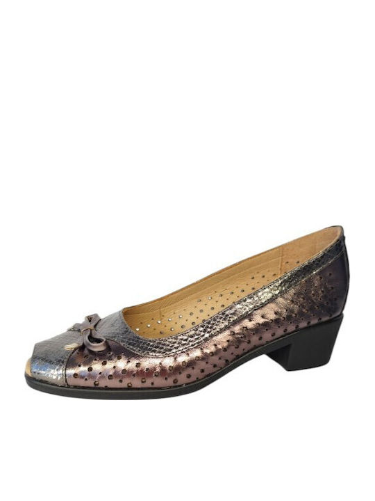 Pantofi Cu Toc Peep Toe Din Piele Cu Toc Jos Multicolori