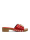 Damen Pantoletten in Rot Farbe Flat